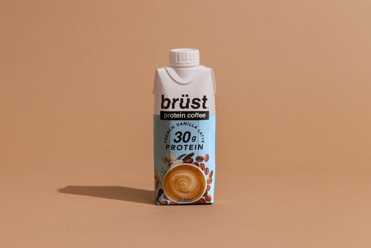 brüst french vanilla latte protein cold brew coffee bottle with 30g protein label