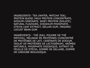 brüst matcha latte protein drink ingredients list in English and French