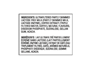 brüst protein latte ingredients list with ultrafiltered lactose-free milk and coffee extract, in English and French
